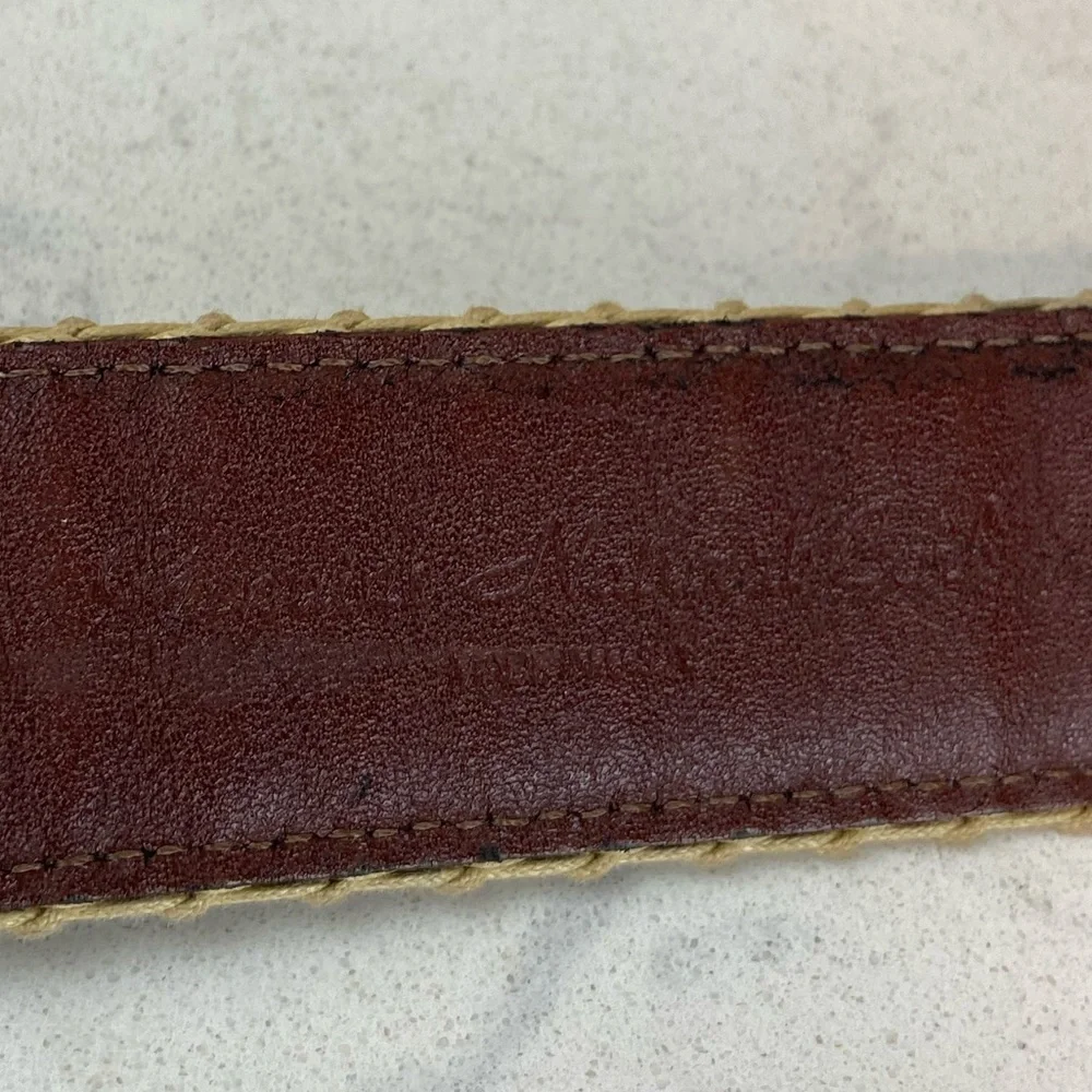 Men’s Vintage Torino Leather Cork Woven Belt Brown & Black Classic Casual Style